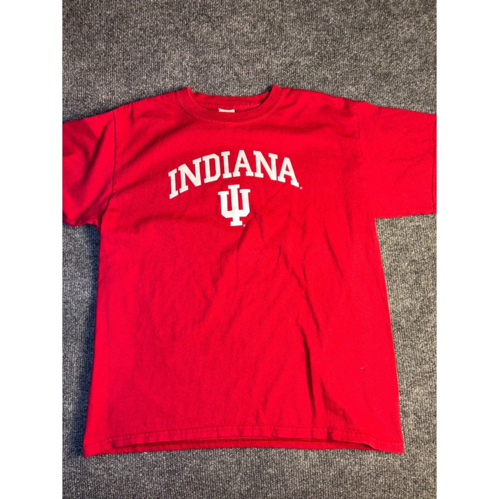 NCAA‎ Indiana Hoosiers Gildan T Shirt Basketball Sports Boys L Red Heavy Cotton